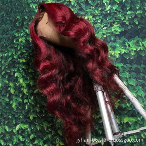 Eli  Hair 99j Red Hair  Wigs Lace Front Human Hair,  Highlighted Human Hair Full Lace Wigs,  Colored  99j Wigs For Black Woman